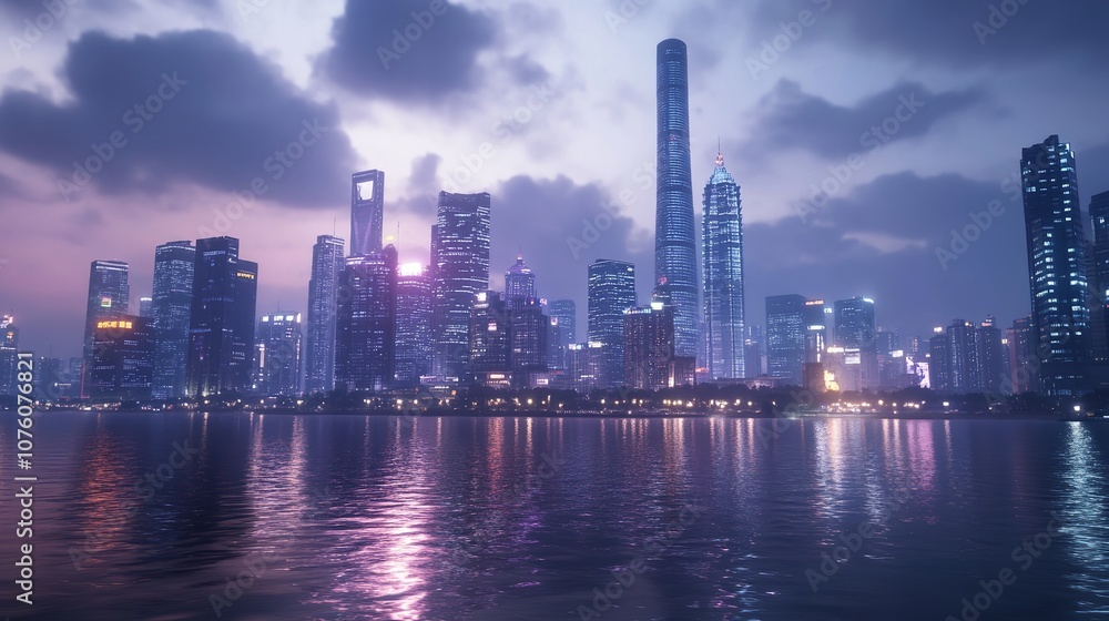 Fototapeta premium Guangzhou city skyline, 8K photorealistic, ultra photorealistic