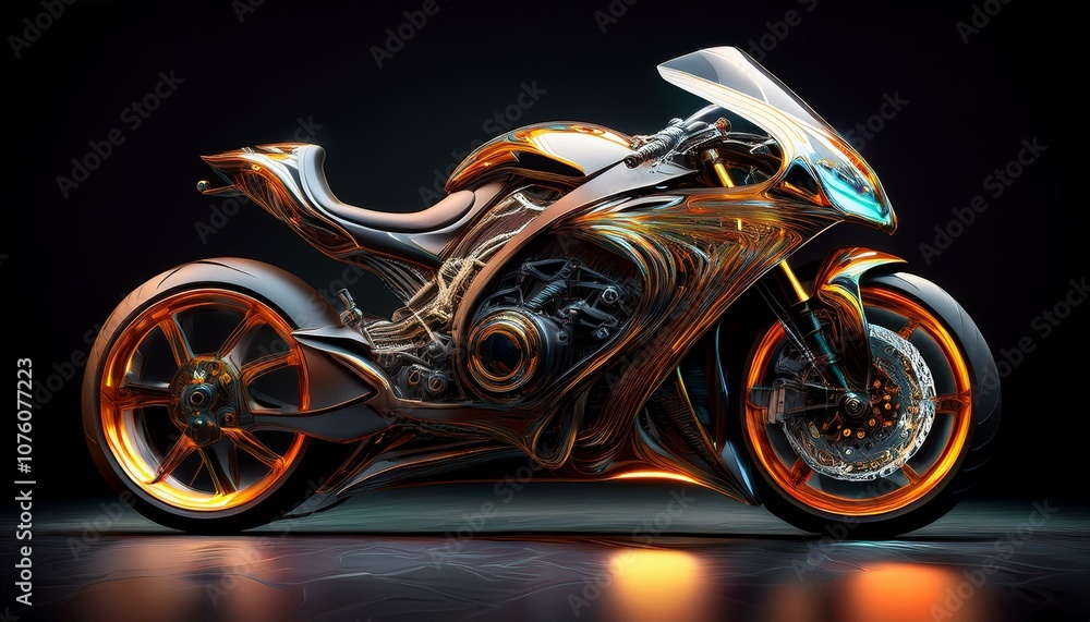 Abstract of a detailed sports bike ,black background Abstract of a detailed sports bike ,black background