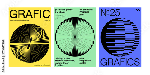 Geometric pattern combination inside a circle graphic design set modern minimal simple unique style poster cover banner card flyer brochure print 