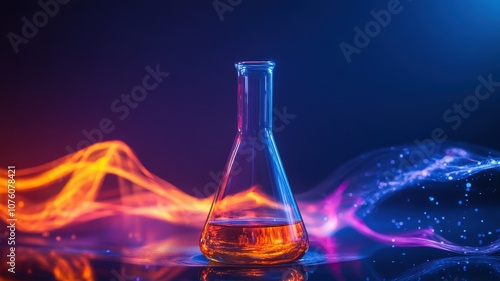 Close-Up of Volatile Syrup in a Lab Flask: A Glimpse into Chemical Reactions and Laboratory Experiments