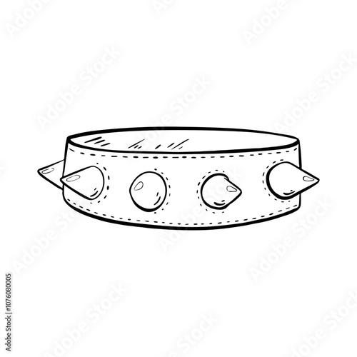 Introducing the Spiked Dog Collar a perfect blend of Stylish and Durable design for your pet.Vector sketch illustration. Pet shop