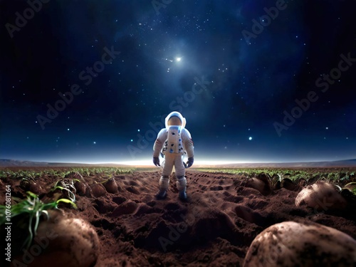 Space, Mars, Moon, Farming, Rain, Astronaut, Spaceship, Moon Exploration, Mars Exploration, Earth, Science, Technology, Future, Potato, Tree, Vegetable, Unmanned Exploration, Robot, City, Space Base, 