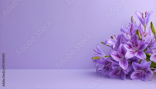 purple lilly background hold purple flowers, with a copy space for your message, texts or design