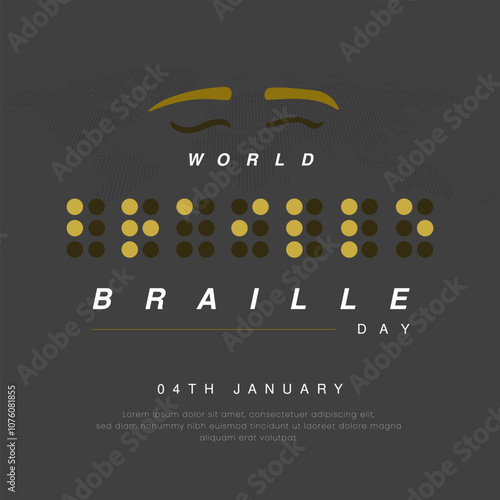 World Braille Day January 4th on isolated background. Braille alphabetic system illustration