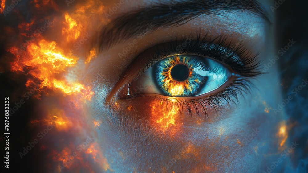 a pair of eyes gazing deeply into the vortex of time, symbolizing the connection between past actions and the present a pair of eyes gazing deeply into the vortex of time, symbolizing the connection between past actions and the present