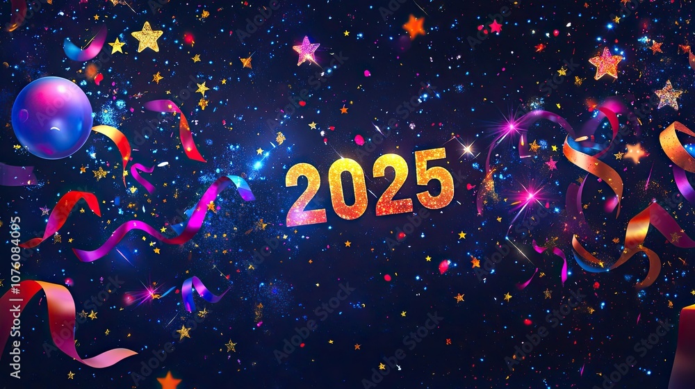 Fototapeta premium Colorful Celebration Background for New Year 2025