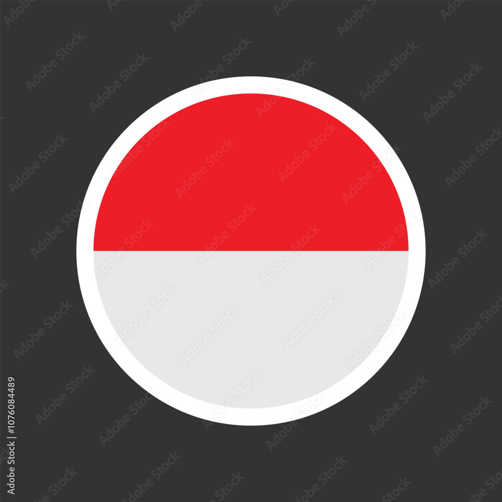 Flag of Indonesia. Flag flat color. Round flag. Vector digital illustration. Flag of Indonesia. Flag flat color. Round flag. Vector digital illustration.