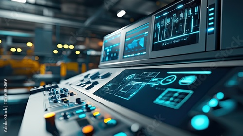 Wallpaper Mural High-Tech Control Panel with Advanced Displays Torontodigital.ca