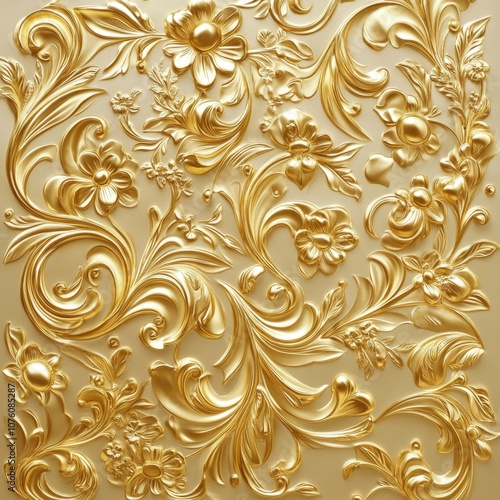 Elegant Gold Foil Pattern on Soft Matte Background for High-End Fashion Backdrops