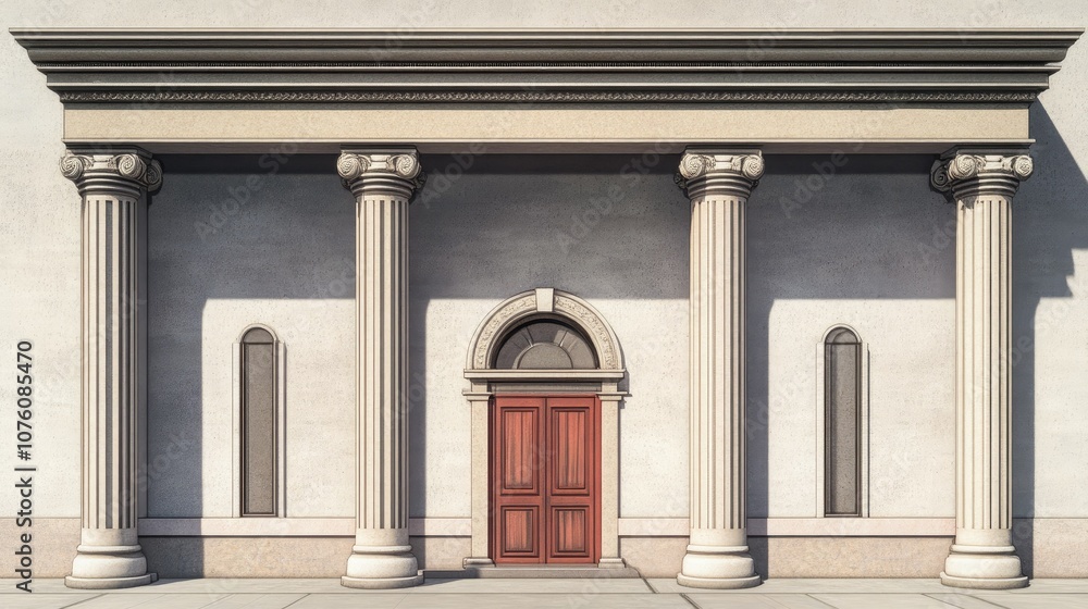 Fototapeta premium Classic Architectural Elements with Columns and Door