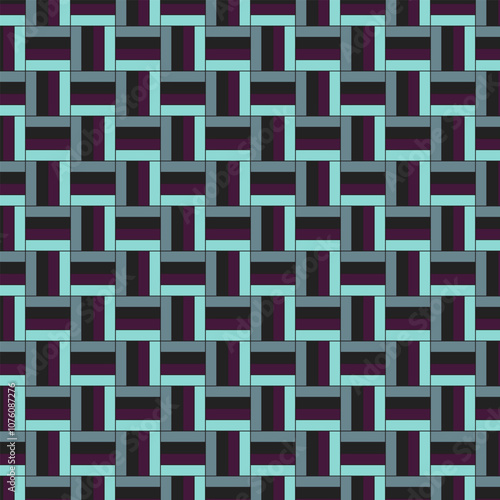 3d Abstract Seamless colorful parquet pattern vector. Geometric wallpaper. Design for fashion, fabric, cover, web, wrapping and all textile prints. Parquet wall art. Quad colored striped background. 