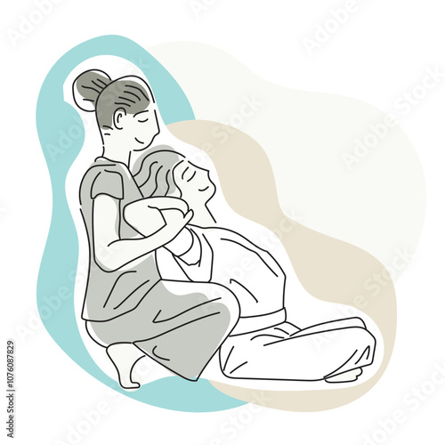 Thai Massage Spa Poses Minimal Drawing Vector 7