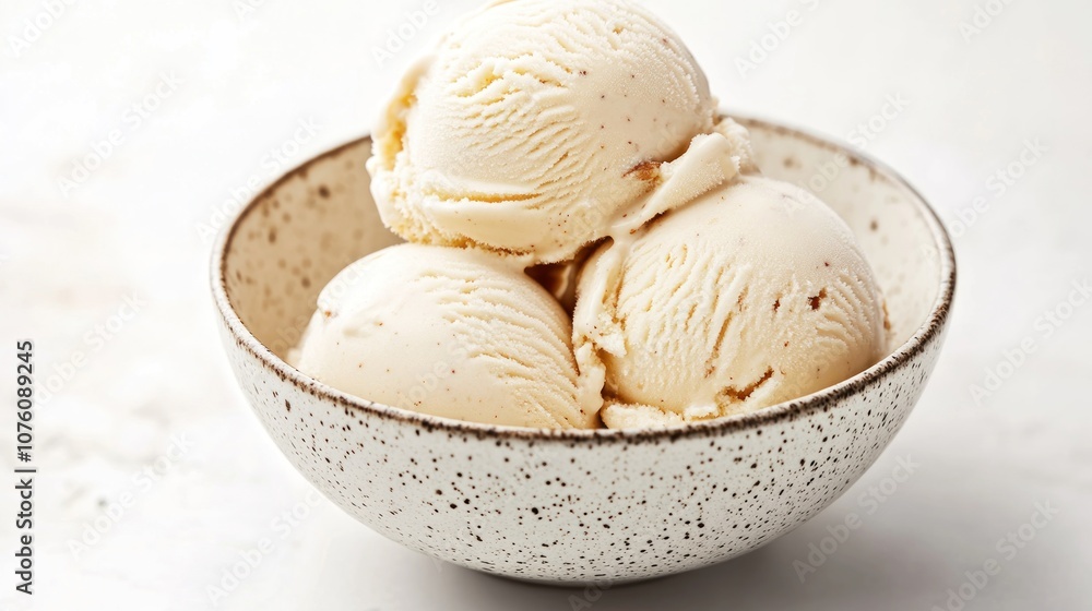 Creamy Vanilla Ice Cream Scoops in a Bowl Creamy Vanilla Ice Cream Scoops in a Bowl