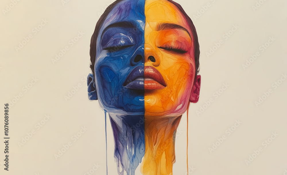 Dual-Tone Portrait of Woman in Blue and Yellow
Dual-Tone Portrait of Woman in Blue and Yellow