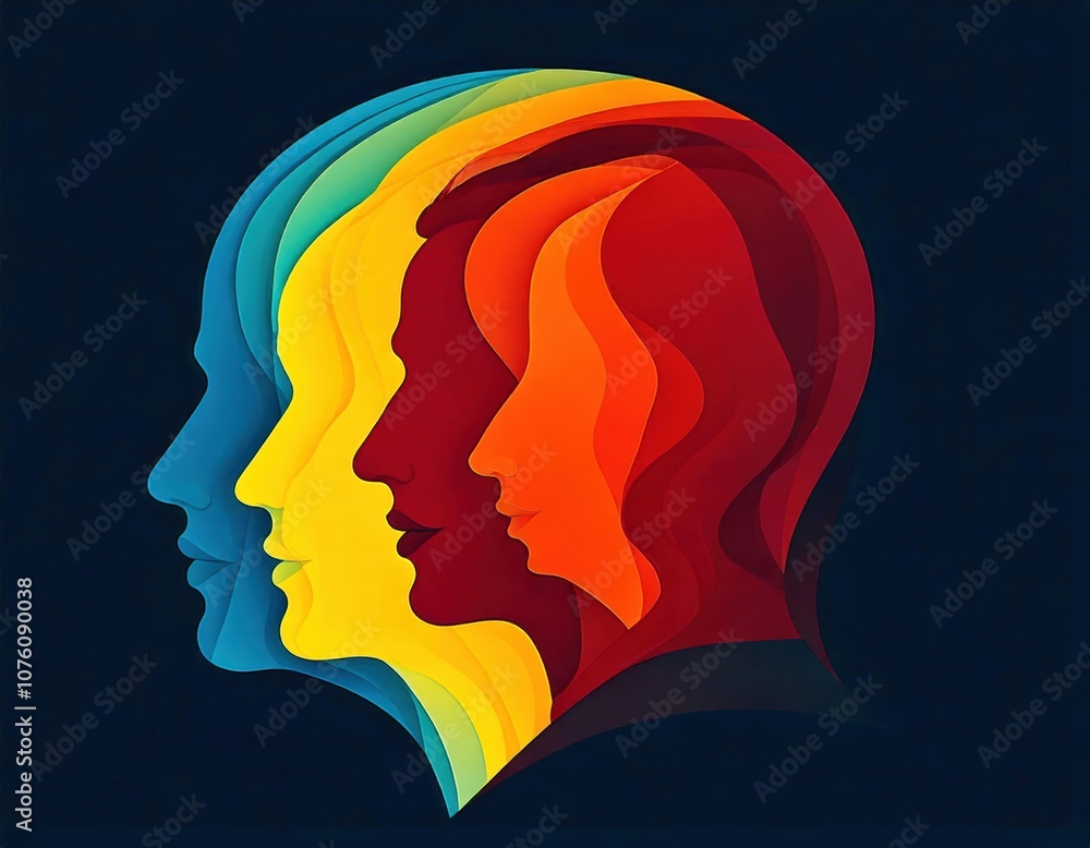 Illustration of Overlapping Silhouettes in Gradient Colors Representing Mental Health and Emotional Complexity
Illustration of Overlapping Silhouettes in Gradient Colors Representing Mental Health and Emotional Complexity