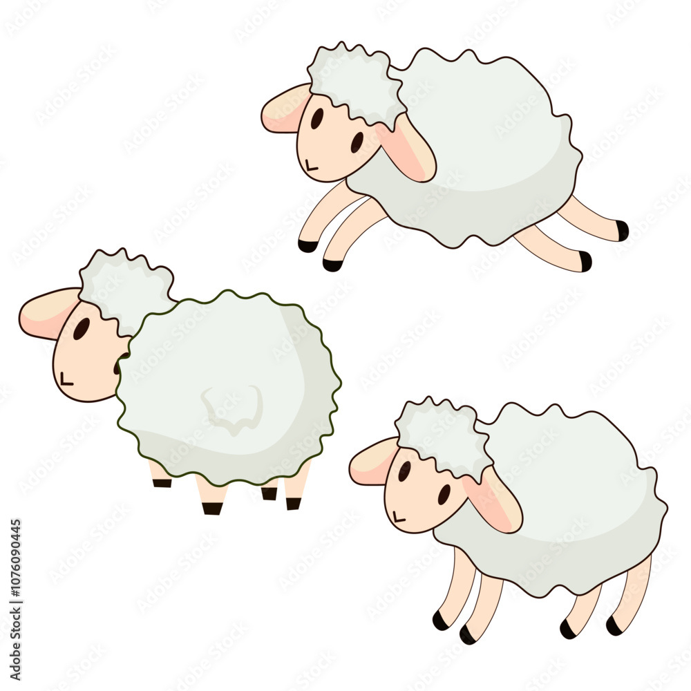 Three sheep without background vector image Three sheep without background vector image
