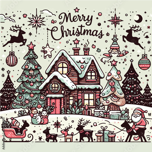 christmas greeting card with santa claus