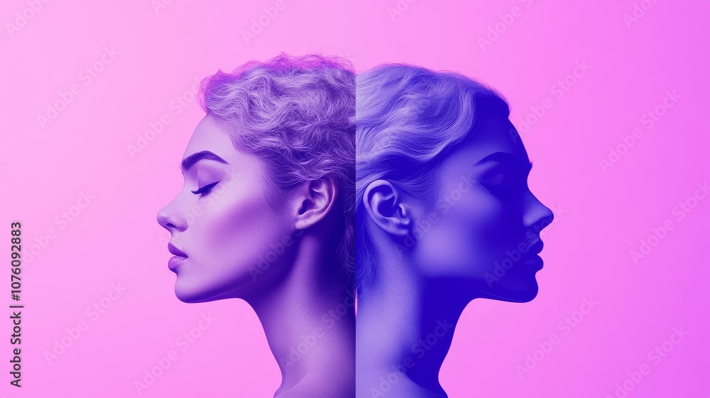 Gemini twins back-to-back, symbol of duality Gemini twins back-to-back, symbol of duality