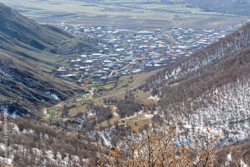 View of Aghavnadzor village on sunny spring day. Kotayk Province, Armenia. photo