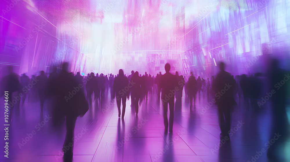 crowd of anonymous Blurred people walking in a modern environment crowd of anonymous Blurred people walking in a modern environment