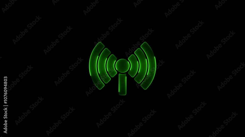 Neon Wi-Fi Signal Icon – Glowing Wireless Connectivity Symbol Neon Wi-Fi Signal Icon – Glowing Wireless Connectivity Symbol