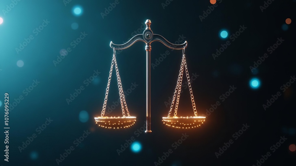 Libra scales glowing with justice, harmony in cosmos Libra scales glowing with justice, harmony in cosmos