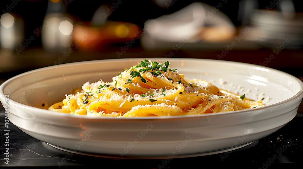 Delicious Spaghetti Carbonara with Grated Parmesan Delicious Spaghetti Carbonara with Grated Parmesan