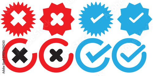 Verified badge icon tick symbol vector approved check mark icon. Blue green checkmark icons - Certificate badge Quality certify icon