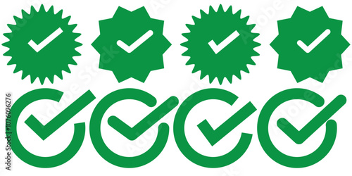 Green check mark icon. Check mark vector icon. Checkmark Illustration. Vector symbols set ,green checkmark isolated on white background. Correct vote choise isolated symbol