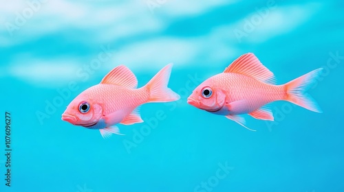 Pisces fish swimming in opposite directions, underwater setting, harmony