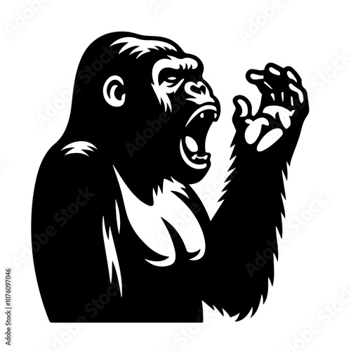 Gorilla communicates vocally Vector Logo