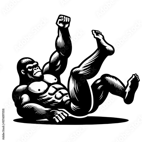 Gorilla crunches abdominals Vector Logo