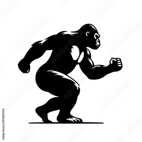 Gorilla does knuckle walk races Vector Logo