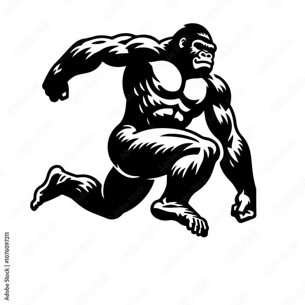 Gorilla engages in leapfrogging Vector Logo Gorilla engages in leapfrogging Vector Logo