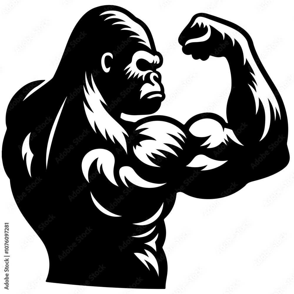 Naklejka premium Gorilla flexing muscles Vector Logo