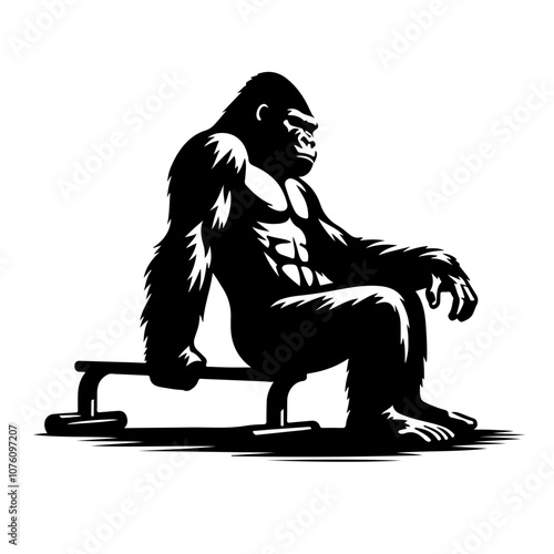 Gorilla doing tricep dips exercise Vector Logo