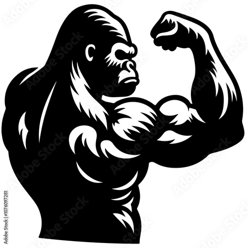 Gorilla flexing muscles Vector Logo