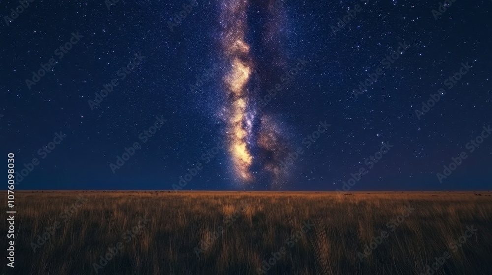 Stunning Milky Way Over Open Landscape at Night Stunning Milky Way Over Open Landscape at Night