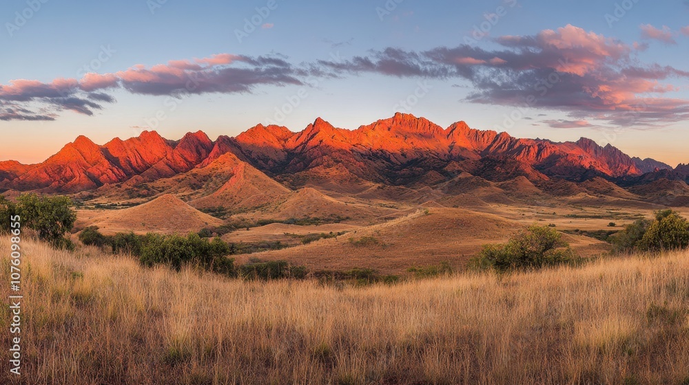 Majestic Mountain Range at Sunset Glow Majestic Mountain Range at Sunset Glow