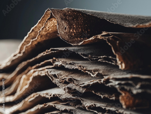 Macro shot of an old newspaper with yellowed pages