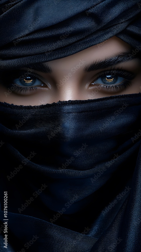 Mysterious Gaze of a Woman in Traditional Attire Mysterious Gaze of a Woman in Traditional Attire