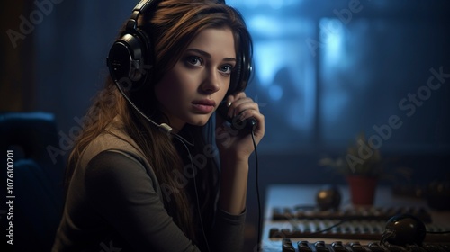 A photo of a girl providing support and guidance to customer