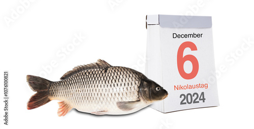 Kalenderblatt Nikolaustag vor weissem Hintergrund