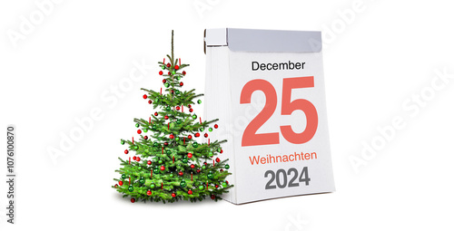 Kalenderblatt Weihnachtsfeiertag vor weissem Hintergrund