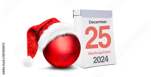 Kalenderblatt Weihnachtsfeiertag vor weissem Hintergrund