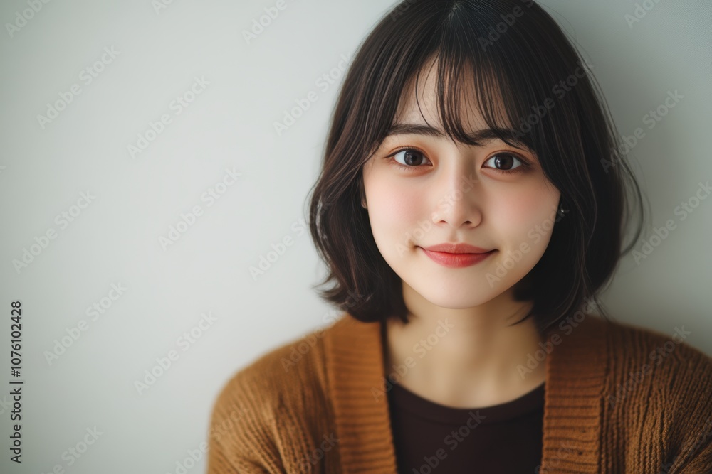 Portraits of Asian women in simple casual attire, standing against plain white background, wear minimal makeup display natural expressions, emphasizing modern, everyday style. Portraits of Asian women in simple casual attire, standing against plain white background, wear minimal makeup display natural expressions, emphasizing modern, everyday style.