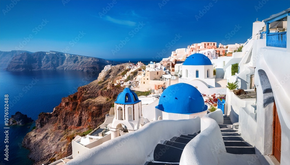 Obraz premium Santorini Serenity: Exploring the Iconic White Buildings of Oia Village