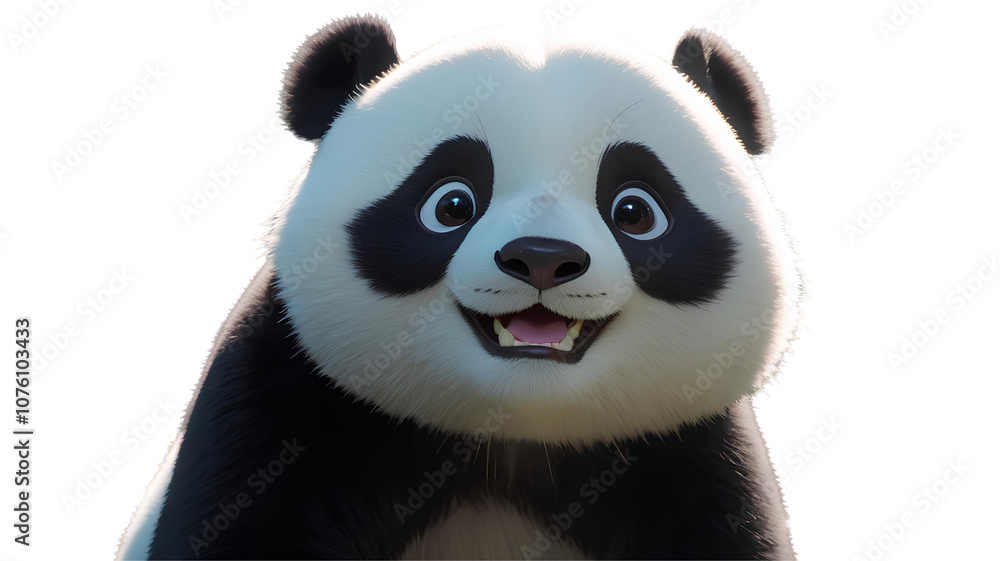 a smiling cartoon panda, with exaggerated round eyes and a cute expression a smiling cartoon panda, with exaggerated round eyes and a cute expression