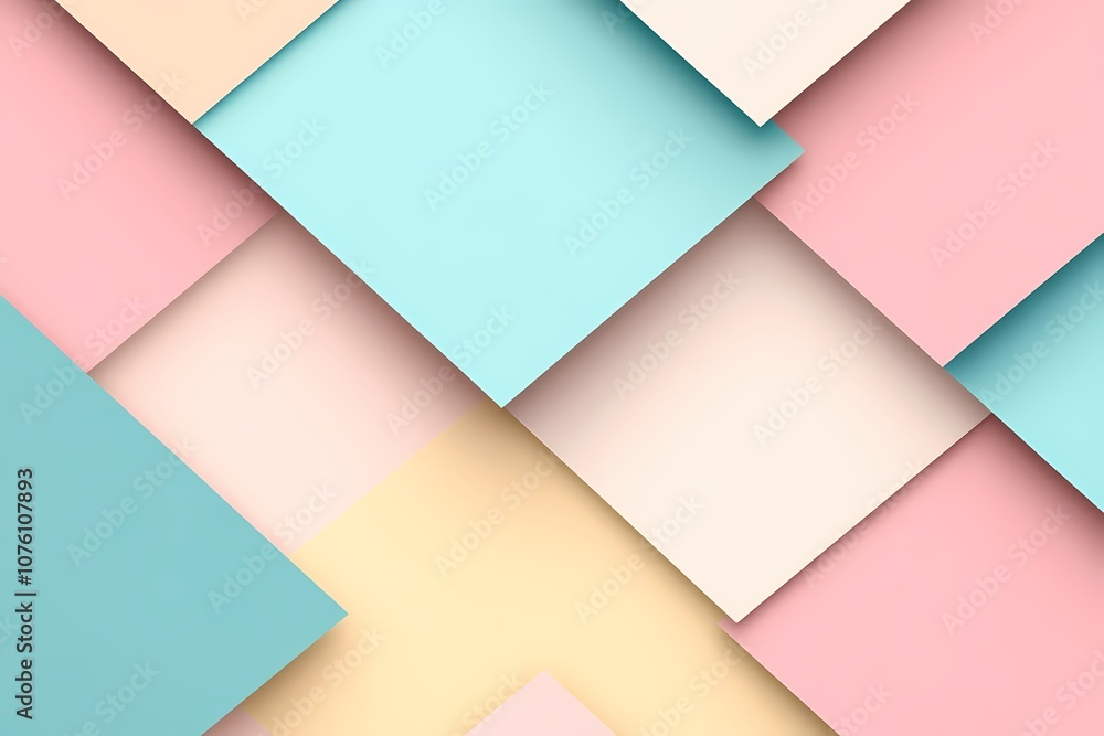 Colorful Geometric Background with Soft Pastel Paper Sheets Arranged in an Abstract Pattern, Perfect for Modern Design or Creative Projects Colorful Geometric Background with Soft Pastel Paper Sheets Arranged in an Abstract Pattern, Perfect for Modern Design or Creative Projects