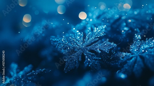 Spooky christmas scene with dark blue and black tones, featuring haunting holiday decorations and eerie atmosphere for a unique and unsettling festive vibe photo